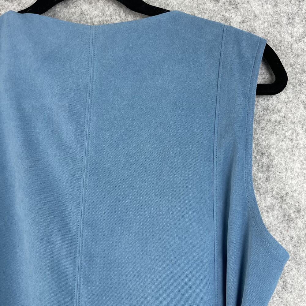 Orvis Dress Womens 10 Blue Button Front Sleeveless Pleated Midi Modest Casual - Picture 12 of 13